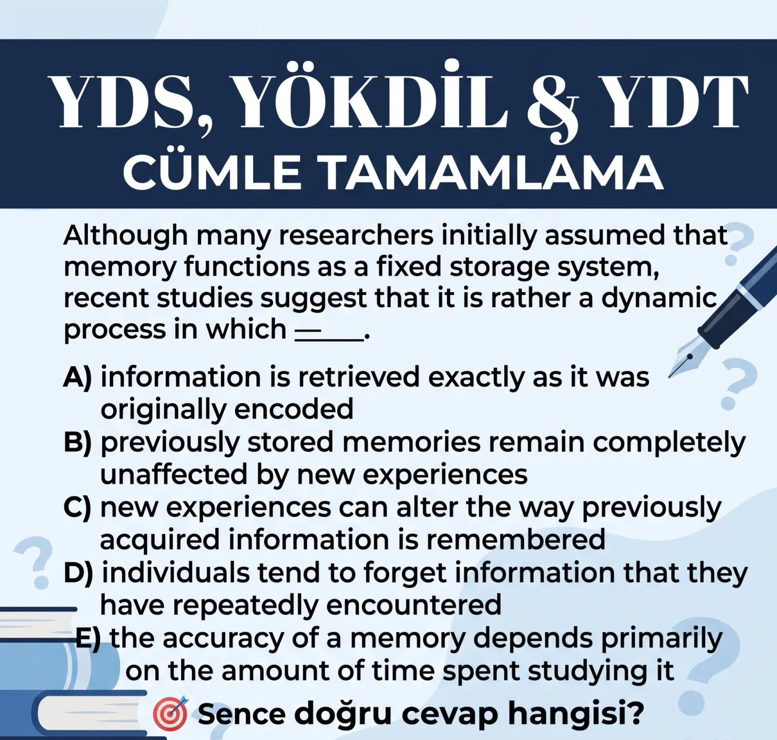 YDS, YÖKDİL ve YDT’de Cümle Tamamlama: Anlamı Yakalamak